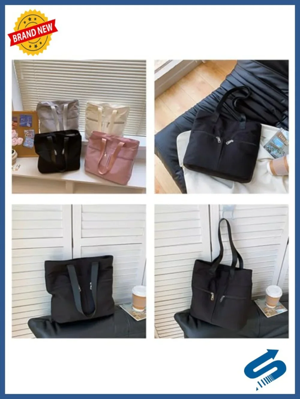Large Waterproof Oxford Tote Bag Multi-Pocket Top Handle Shoulder Bag Women